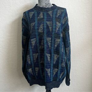 Pronto Uomo Men’s Large Blue Acrylic Pullover Sweater Vintage Knit